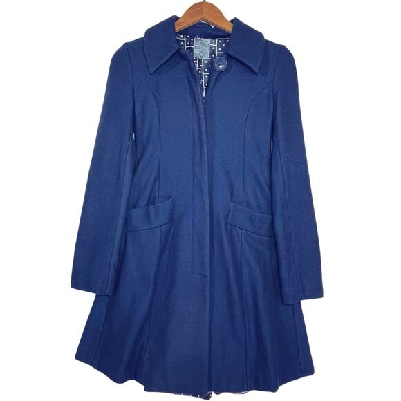 Anthropologie Jackets & Blazers - ANTHROPOLOGIE TULLE Women’s Blue Washable Wool Blend Overcoat Small